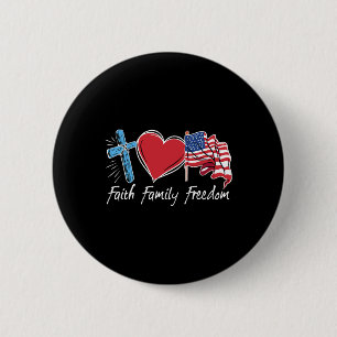 Patriottische Retro Geloof Familie Vrijheid Usa Vl Ronde Button 5,7 Cm