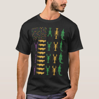 Patriottische Rivierkreeft Alligator Vlag Louisian T-shirt
