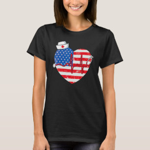 Patriottische RN LPN CNA Amerikaanse vlag 4 juli N T-shirt