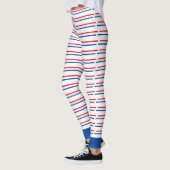 Patriottische rode, blauwe, gestreept Leggings (Links)