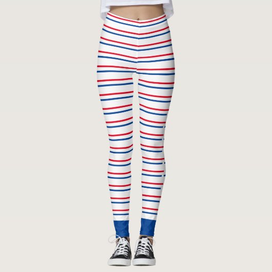 Patriottische rode, blauwe, gestreept Leggings (Voorkant)