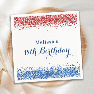 Patriottische rode blauwe glitter Birthday Party Servet