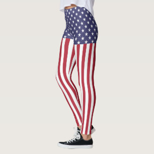 Patriottische rode, blauwe sterren en strepen vlag leggings