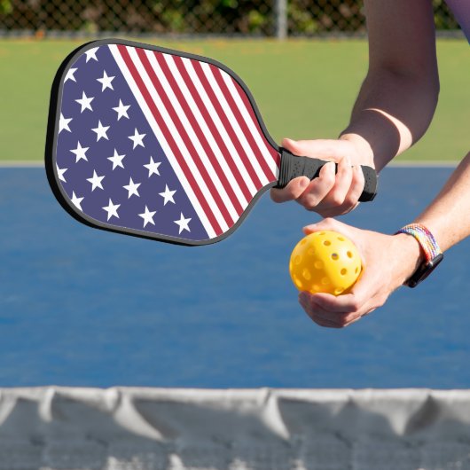 Patriottische rode, blauwe sterren en strepen vlag pickleball paddle (Insitu)