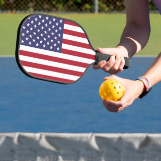 Patriottische rode, blauwe sterren en strepen vlag pickleball paddle