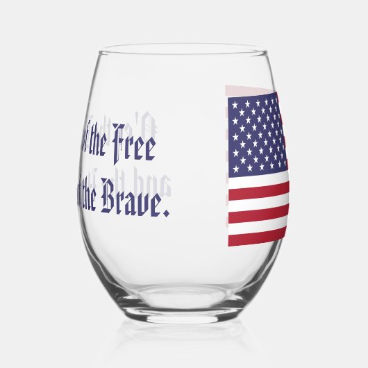 Patriottische rode, blauwe sterren en strepen vlag wijnglas zonder voet (Rechts)