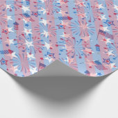 Patriottische rode blauwe sterren Stripe Onafhanke Cadeaupapier (Hoek)