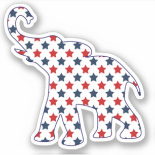 Patriottische rode en blauwe sterren Olifant Conto Sticker