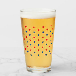Patriottische rode en blauwe sterren patronen leuk glas