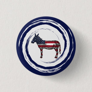 Patriottische Rode Witte Blauwe Ezel Ronde Button 3,2 Cm