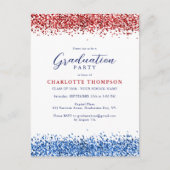 Patriottische Rode Witte Blauwe Moderne Glitter Af Uitnodiging Briefkaart (Voorkant)