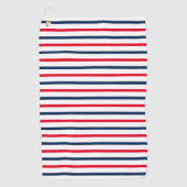 Patriottische rode witte blauwe strepen moderne golfhanddoek (Voorkant)