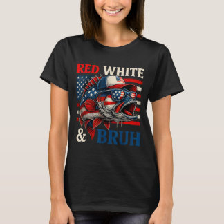 Patriottische Rode Witte Bruh Amerika Vis Vissen 4 T-shirt