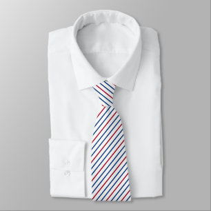 Patriottische rode witte en blauwe diagonale strep stropdas
