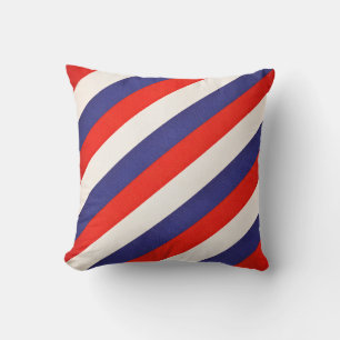 Patriottische rode, witte en blauwe gestreepte kussen