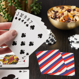 Patriottische rode witte en blauwe gestreepte pokerkaarten