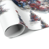 Patriottische rode witte en blauwe kerstbomen cadeaupapier (Rol Hoek)