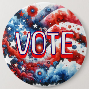 Patriottische rode, witte en blauwe stemming ronde button 6,0 cm
