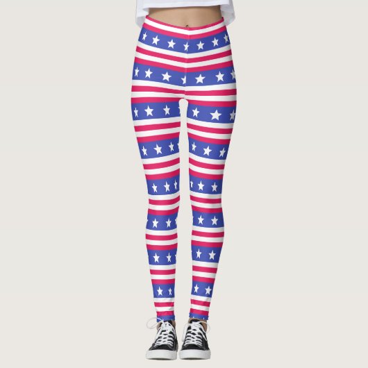 Patriottische rode, witte en blauwe sterren en str leggings (Voorkant)
