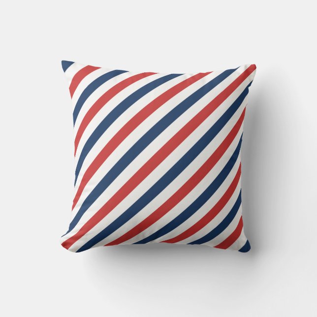 Patriottische rode witte en blauwe strepen kussen (Voorkant)