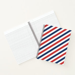 Patriottische rode witte en blauwe strepen notitieboek