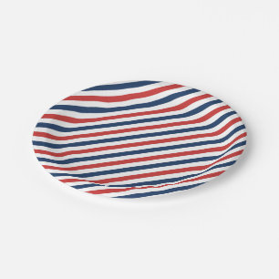 Patriottische rode witte en blauwe strepen papieren bordje