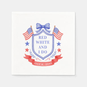 Patriottische Rode Witte & Ik Doe Bruiloft Feest Servet