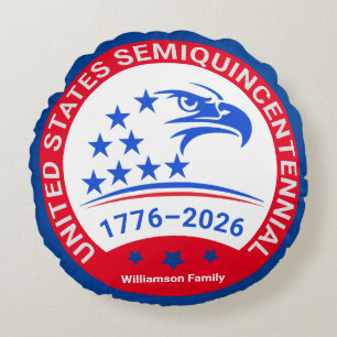 Patriottische ronde kussen • 1776–2026 familiestuk