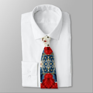 Patriottische Rood Blauw Wit Bloem (2) Stropdas