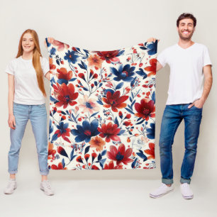 Patriottische Rood Blauw Wit Bloemstuk (10) Fleece Deken