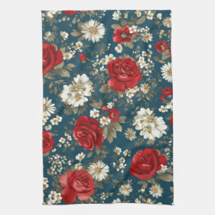 Patriottische Rood Blauw Wit Bloemstuk (11) Theedoek
