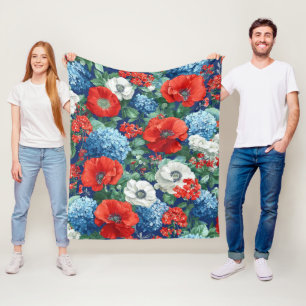 Patriottische Rood Blauw Wit Bloemstuk (1) Fleece Deken