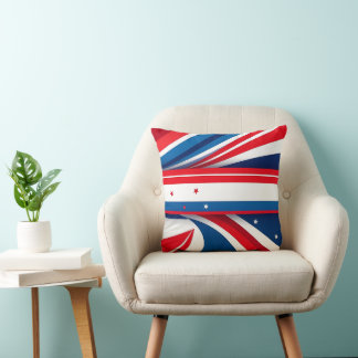 Patriottische rood-blauwe en witte golven met ster kussen