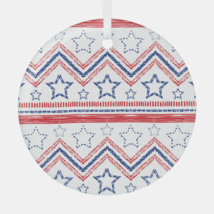 Patriottische rood blauwe stam, Amerikaanse symbol Glas Ornament