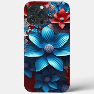 PATRIOTTISCHE ROOD WIT BLAUW AMERIKAANSE BLOEMEN iPhone 13 PRO MAX HOESJE
