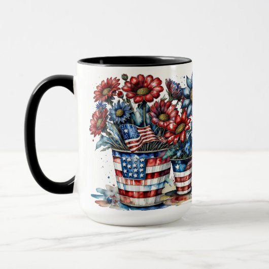 PATRIOTTISCHE ROOD WIT BLAUW AMERIKAANSE BLOEMEN I MOK (Links)