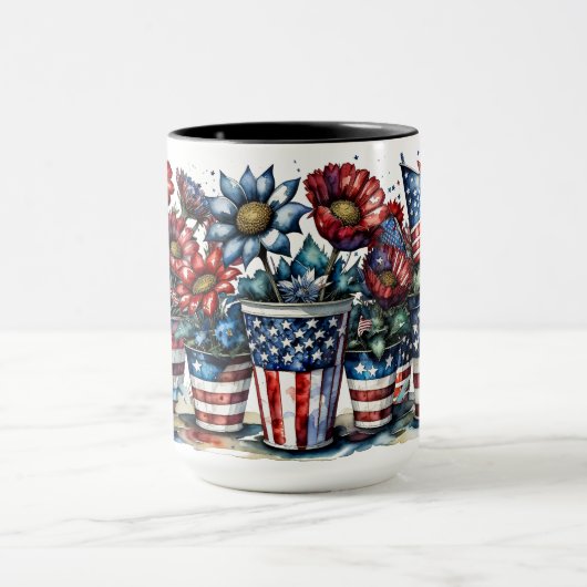 PATRIOTTISCHE ROOD WIT BLAUW AMERIKAANSE BLOEMEN I MOK (Midden)