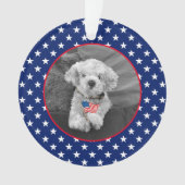 Patriottische Rood Wit Blauw Fotonaam DATUM Aanden Ornament (voorkant)