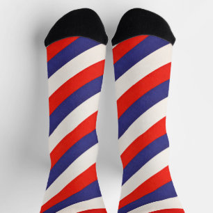 Patriottische rood-wit-blauw gestreepte sokken