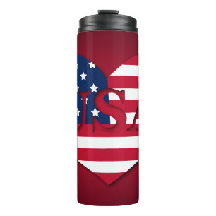 PATRIOTTISCHE ROOD WIT BLAUW HART AMERIKAANSE VLAG THERMOSBEKER