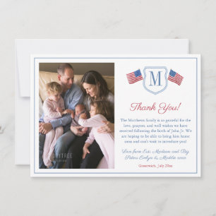 Patriottische Rood Wit Blauw Kuif Familie Foto Bedankkaart