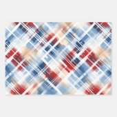 Patriottische Rood Wit Blauw Plaid Complementaire  Inpakpapier Vel (Voorkant)