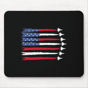 Patriottische Rood Wit Blauw USA Flag Fighter Jets Muismat