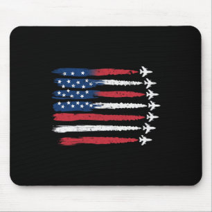 Patriottische Rood Wit Blauw USA Flag Fighter Jets Muismat