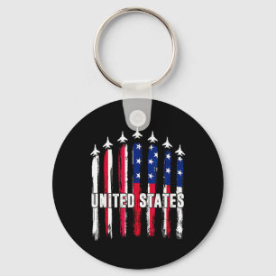 Patriottische Rood Wit Blauw USA Flag Fighter Jets Sleutelhanger