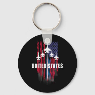 Patriottische Rood Wit Blauw USA Flag Fighter Jets Sleutelhanger