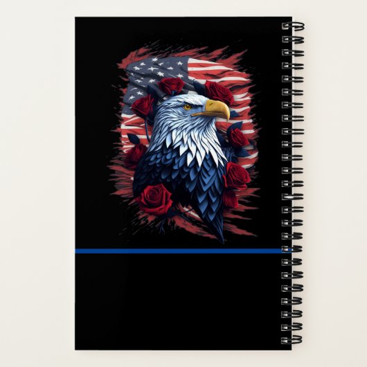 Patriottische Rood Wit Blauw USA Vlag Adelaar en R Notitieboek (Achterkant)