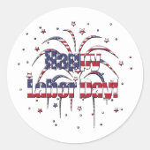 Patriottische Rood Wit en Blauw Happy Labor Day Ronde Sticker (Voorkant)