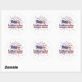 Patriottische Rood Wit en Blauw Happy Labor Day Ronde Sticker (Vel)