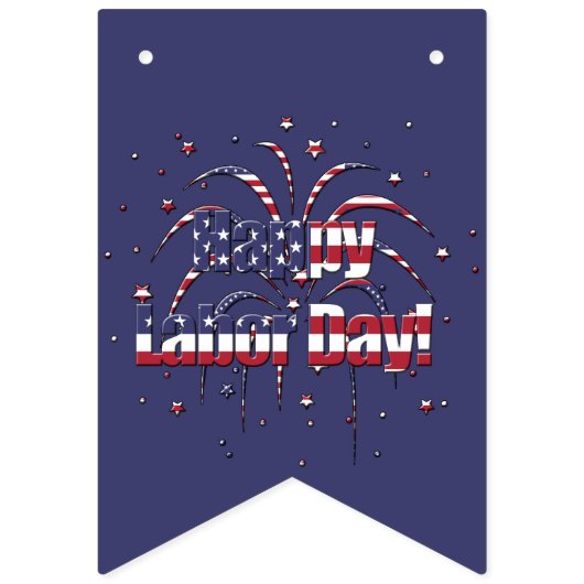 Patriottische Rood Wit en Blauw Happy Labor Day Vlaggetjes (Derde vlag)